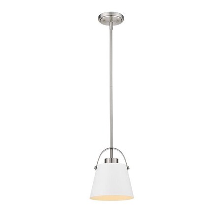 Z-Lite Z-Studio 1 Light Mini Pendant, Matte White 726MP-MW+BN